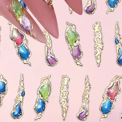 Bronzing Embossed Nail Art Stickers Rhinestone Epoxy 5D Nail Stickers