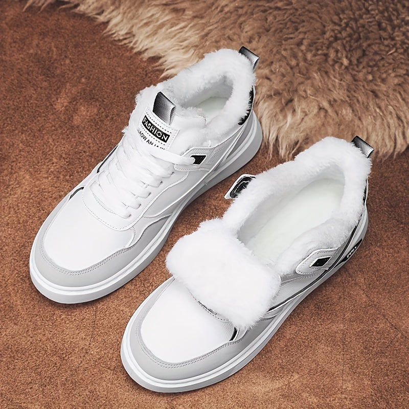 Men's Winter Skate Shoes Warm Plush Lining Non Slip Lace Up Outdoor Shoes