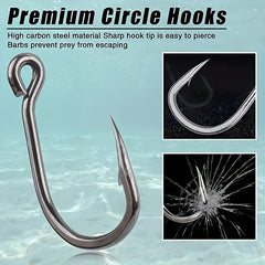 100pcs High Carbon Steel Barbed Fish Hooks Set with Hole in Tackle Box
