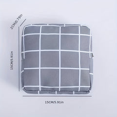 Plaid Pattern Storage Pouch Zipper Lightweight Sanitary Napkin Bag