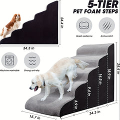 Pet Steps For Dogs And Cats 5 Tiers High Density Foam Dog Ramp