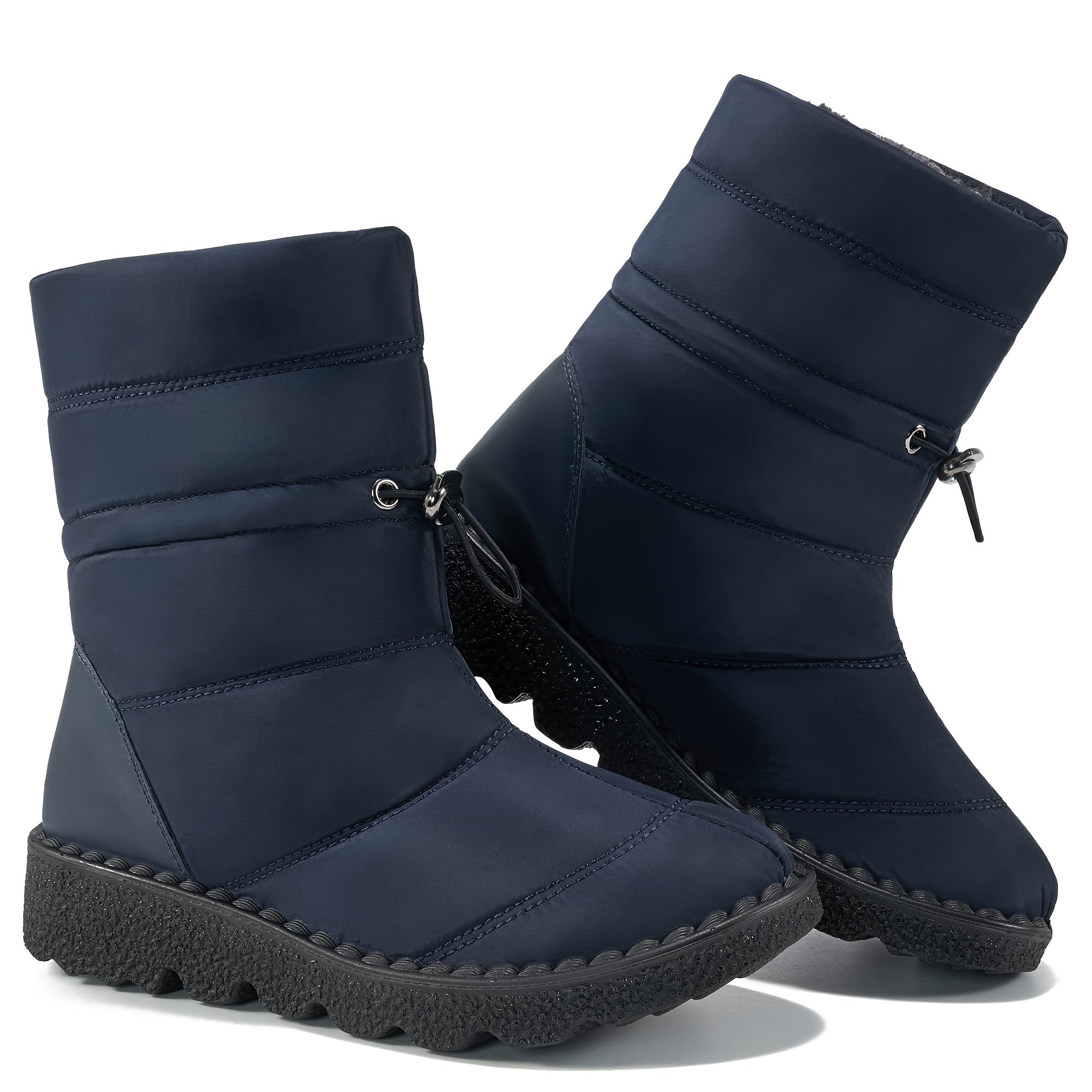 Faux Fur Lined Thermal Snow Boots Plush Furry Round Toe Flat Winter Shoes