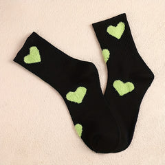 3 Pairs Heart Print Socks Mid Tube Women's Stockings