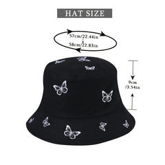 Embroidered Butterfly Bucket Hat Fisherman Hat For Women Cotton Fishing Cap
