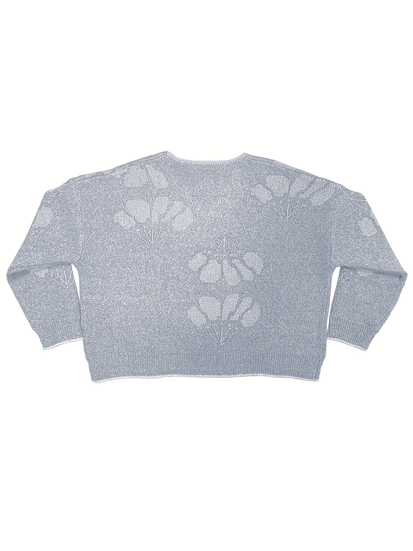Jacquard Wavy V Neck Casual Sweater
