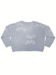 Jacquard Wavy V Neck Casual Sweater