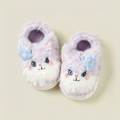 Girls Cartoon Furry House Shoes, Non-Slip Soft Bottom, Indoor Autumn/Winter 5066