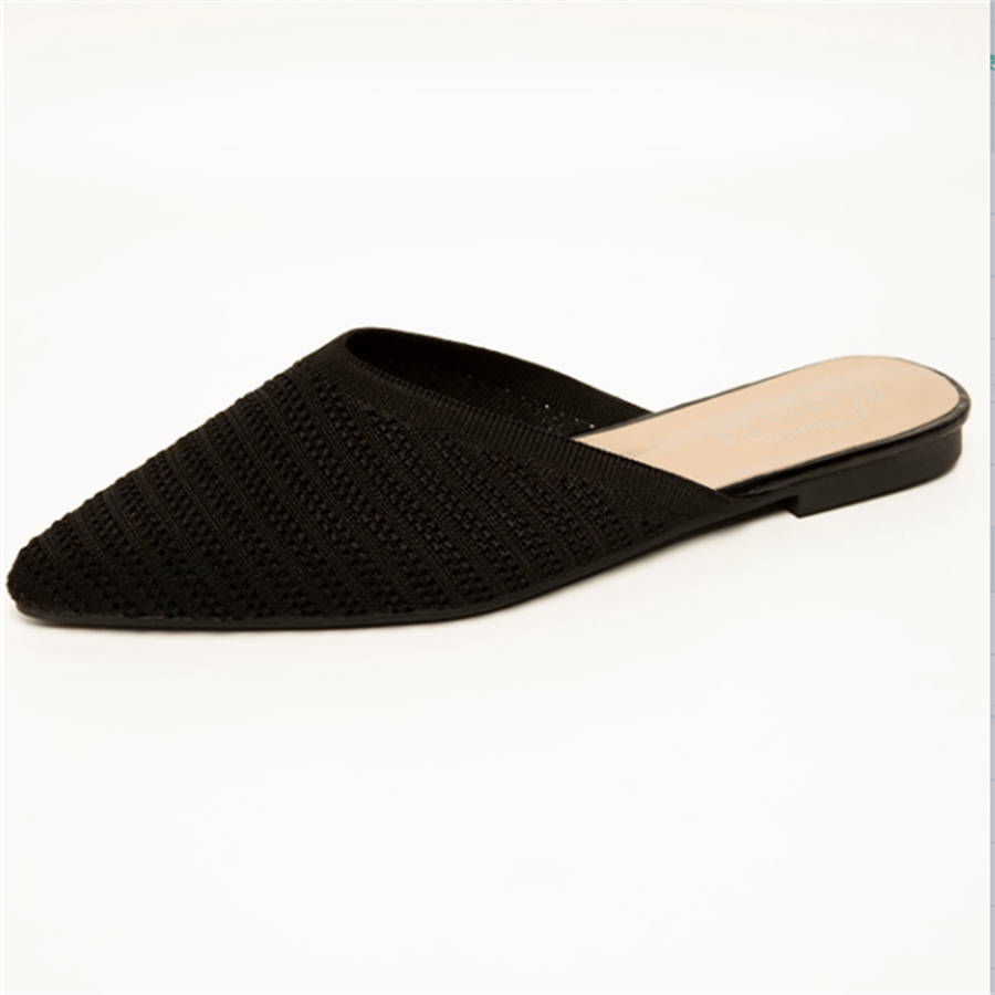 Women's Pointed Toe Knit Slippers Closed Solid Slip On Shoes
