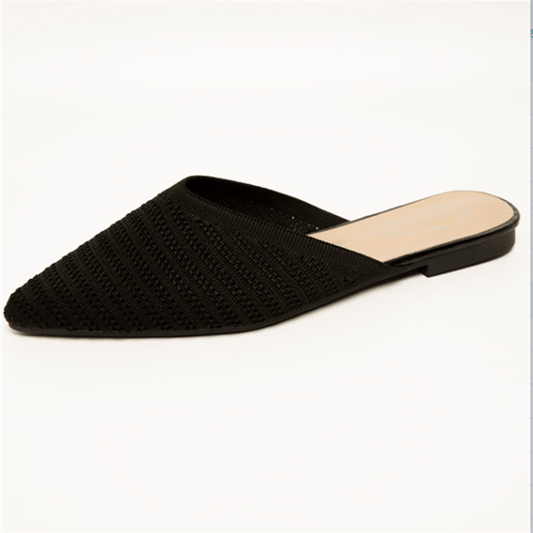 Women's Pointed Toe Knit Slippers Closed Solid Slip On Shoes