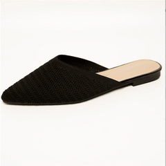 Women's Pointed Toe Knit Slippers Closed Solid Slip On Shoes