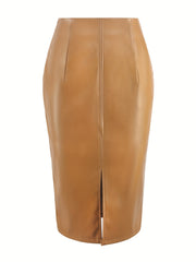 Sexy High Waist Faux Leather Pencil Skirt