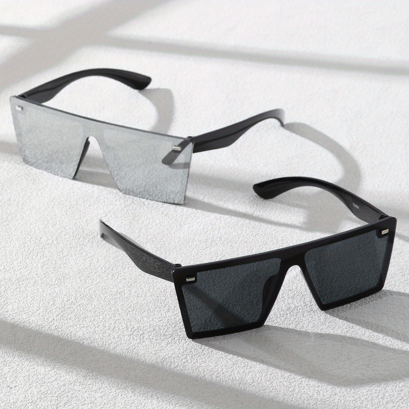 2 Pairs Men's Classic Square Rimless Sunglasses