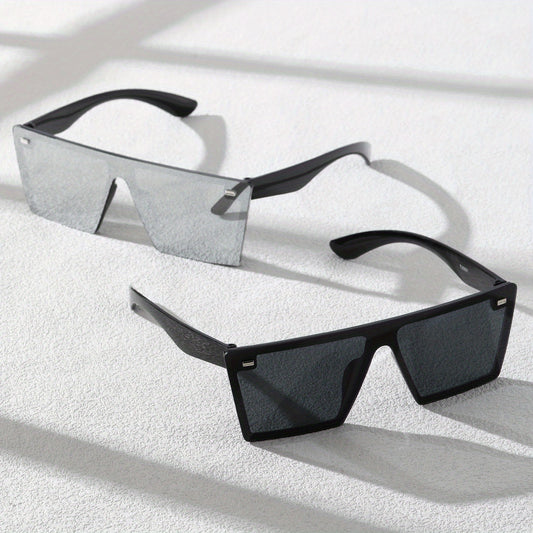 2 Pairs Men's Classic Square Rimless Sunglasses