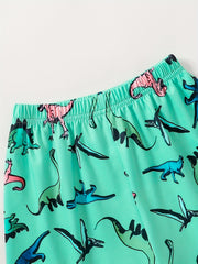 Boys Cartoon Dinos Print Tee & Shorts Set, Summer Kids Outfit