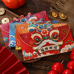 Year of the Dragon Chinese Zodiac Red Envelopes Set of 4 Lucky Gift