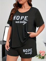 Slogan Lounge Set: Tee & Shorts Pajama