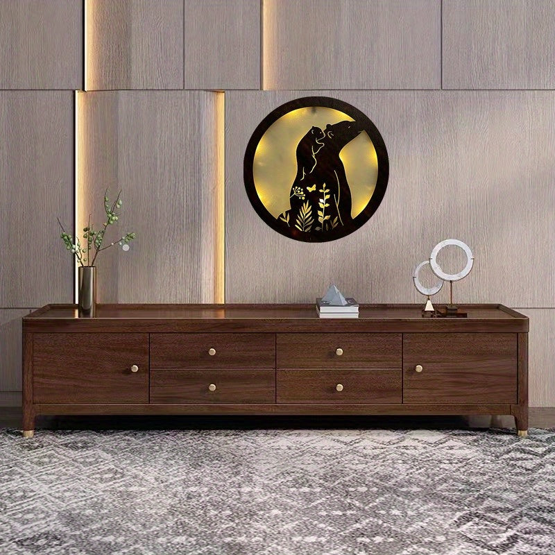 Children's Room Decoration Wall Clock LED Creative Lamp Retro Wooden Sign