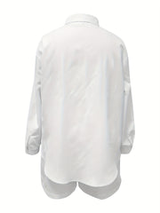 Women's Plus Solid Shirt & Shorts Outfit Set