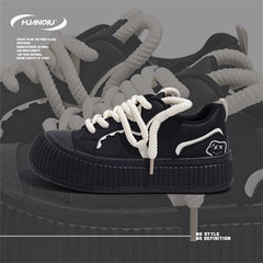 HUANQIU Retro Lace up Skate Shoes Lightweight Outdoor Low Sneakers