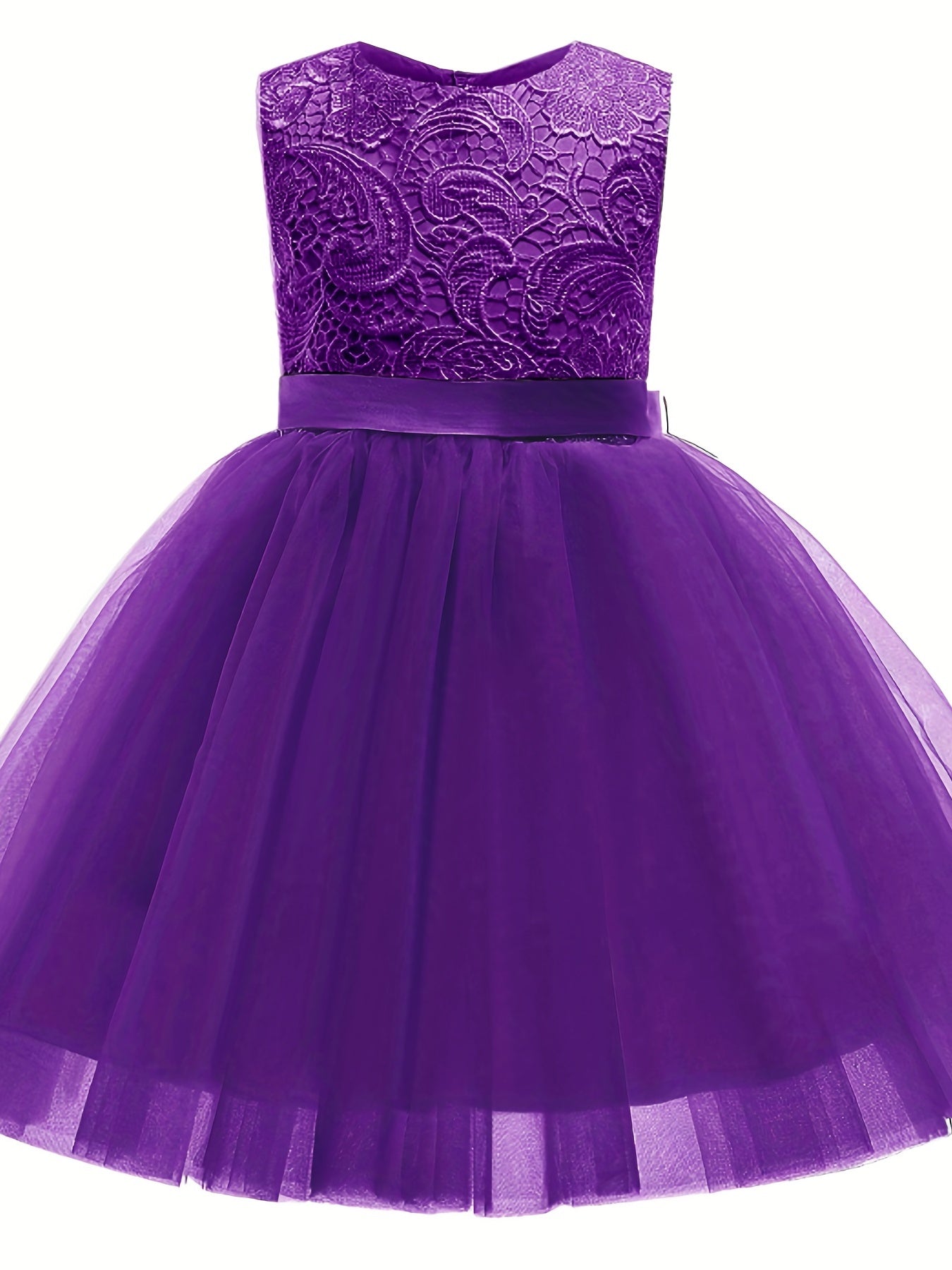 Grace Lace Strappy Sleeveless Tulle Flower Girl Dress for Party Wedding