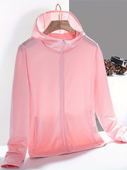 Women's UPF50 Protection Hooded Jacket Lightweight Full Zipper Long Sleeve
