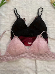 3pcs Lace Wireless Bras Breathable Stretch Intimates Lingerie