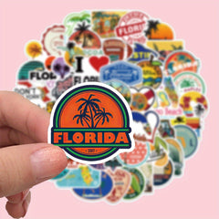 50pcs Florida Graffiti Stickers for Water Bottles Laptop Phone Skateboard
