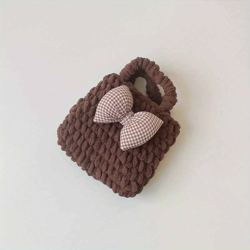 Girls Bow Decor Clutch Bag Small Storage Coin Purse