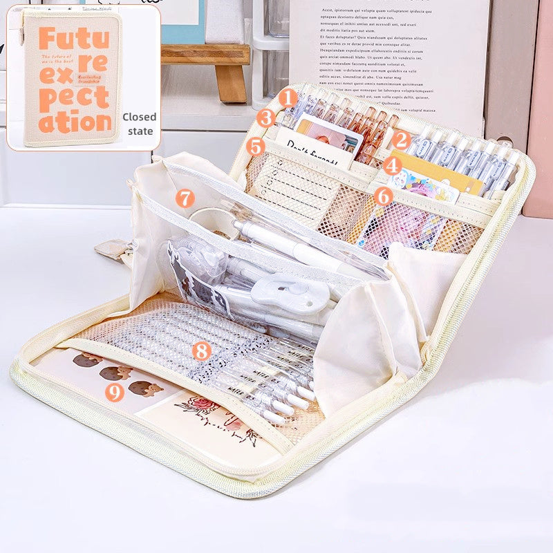 Large Capacity Pencil Case Stationery Box Portable for Office School Girls