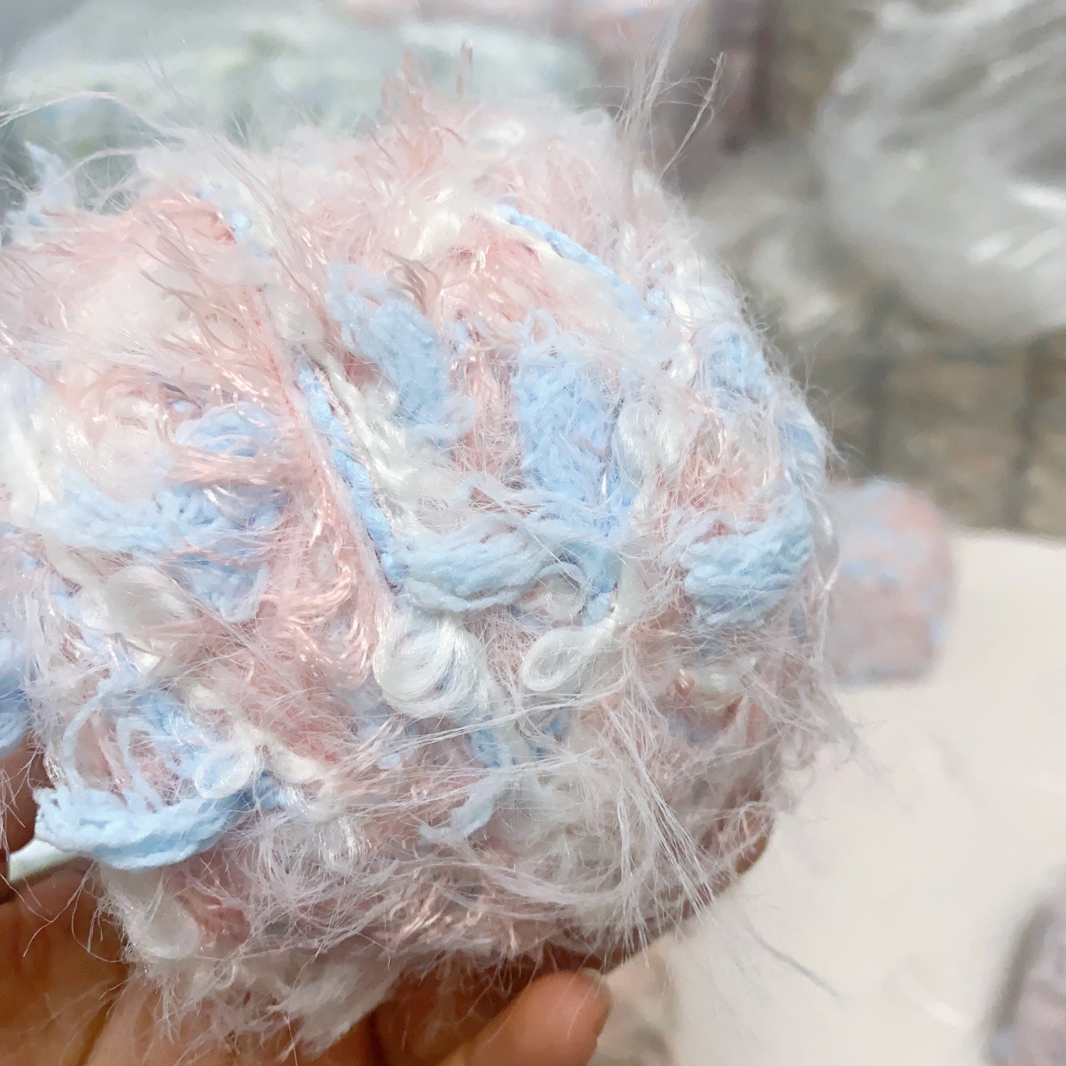 DIY Hand Mixed Line Mohair Yarn For Knitting Crochet Tassel Blend Yarn 50g
