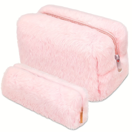 Small Makeup Bag For Purse Cosmetic Pouch Travel Toiletry Bag Fuzzy Pencil Case