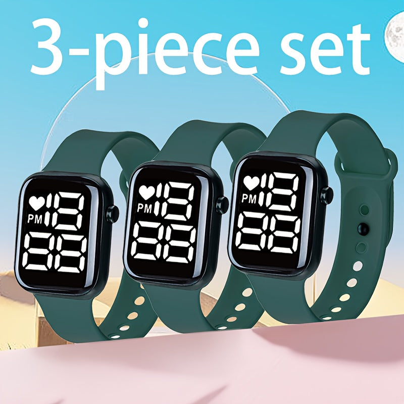 Boho Style Digital Watches Sporty Silicone Strap Plastic Case