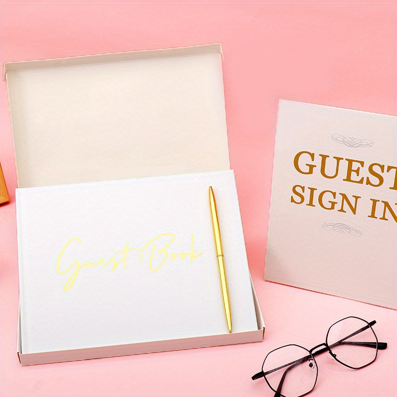 Wedding Guest Book & Pen Set - 50 Sheets 100 Pages - Sign-in Notebook For Guests
