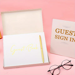 Wedding Guest Book & Pen Set - 50 Sheets 100 Pages - Sign-in Notebook For Guests