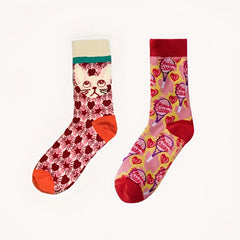 Cartoon Pattern Socks Comfy & College Style Women's Stockings