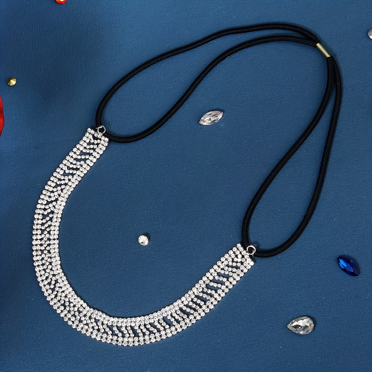 Rhinestone Decor Hair Band Elastic Headband Wedding Hair Accessory