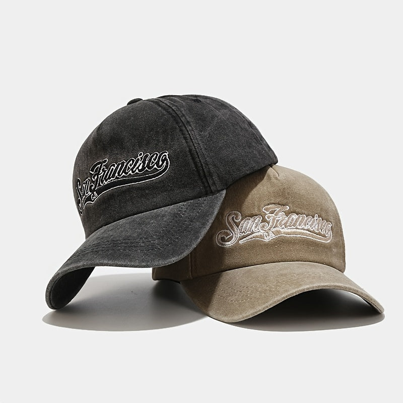 Alphabet Embroidery Washed Baseball Cap Outdoor Sunscreen Cap