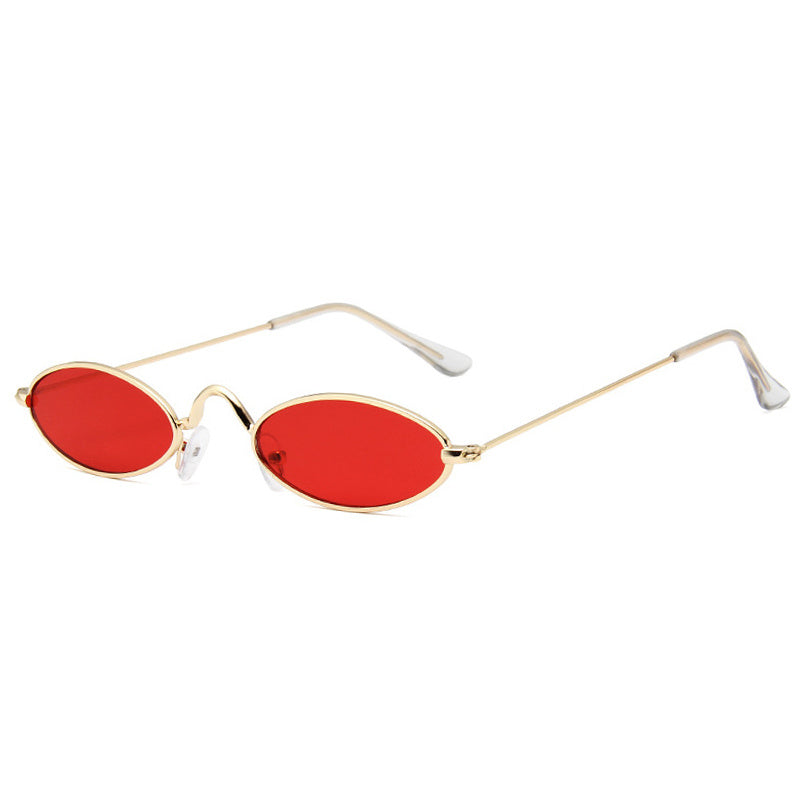 Small Oval Sunglasses Thin Metal Frame