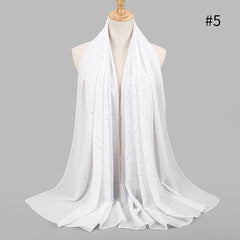 Wrinkles Pearl Chiffon Hijab Head Scarf Women Solid Bubble Wrap Shawls