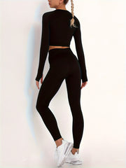 5PCS Seamless Yoga Sets Crop Tee, Racer Back Vest, High Waist Short, Running Leg