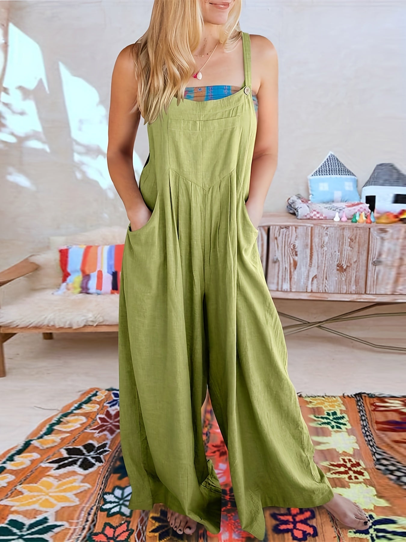 Casual Overalls Women's Plus Wide Leg Jumpsuit