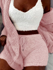 Cozy Pajama Set with Robe, Tank Top, and Shorts