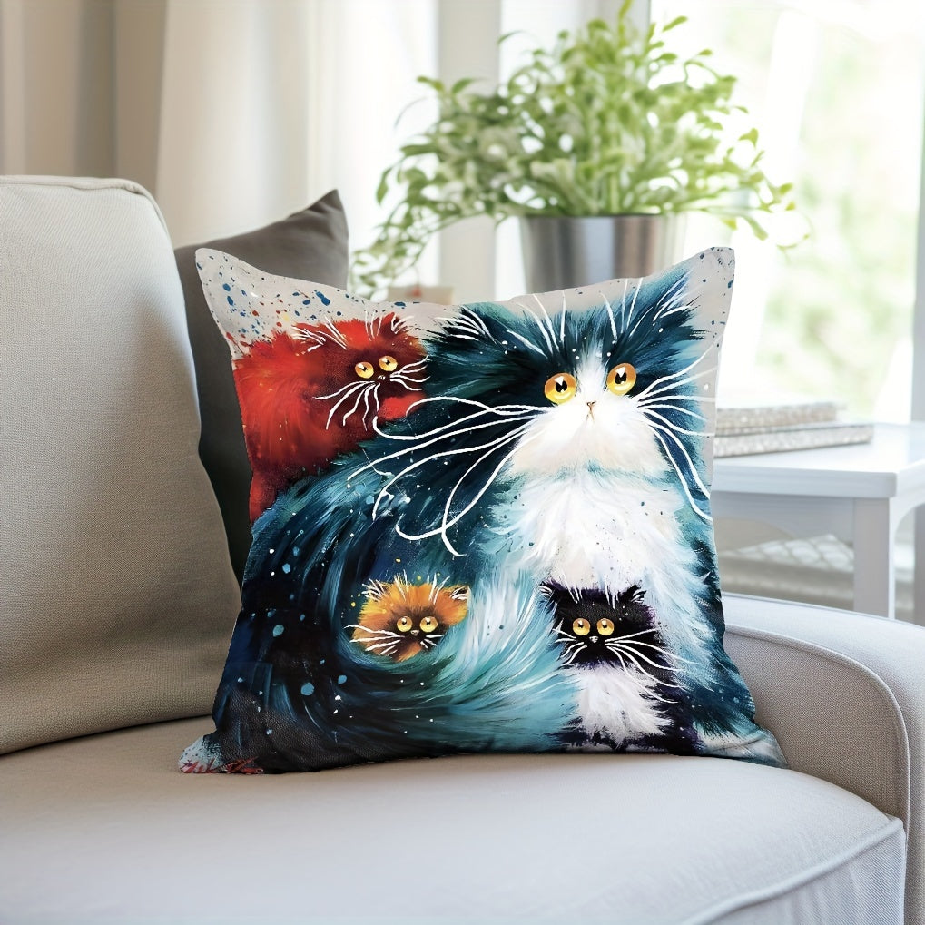 1pc Geometric Kitten Cat Throw Pillow Covers