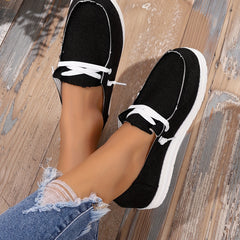 Women's Casual Lace Up Flat Loafers Canvas Shoes