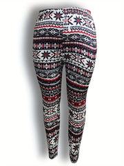 Snowflake & Geometric Print Leggings