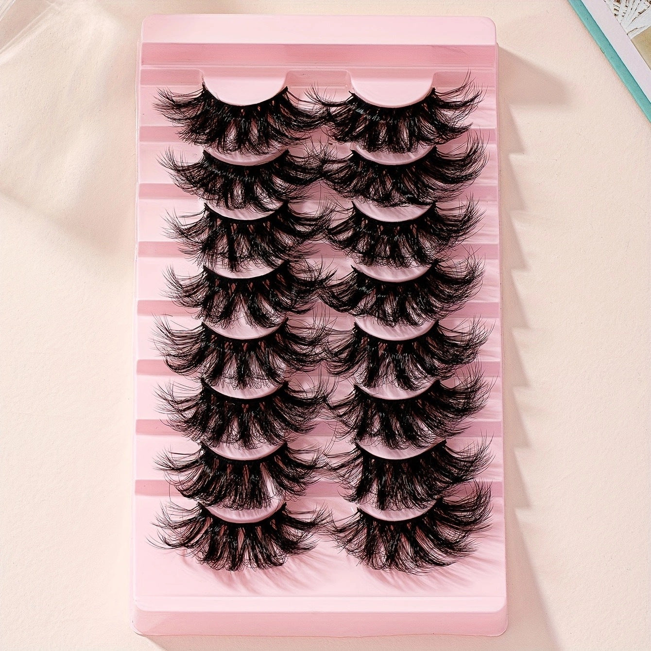 25mm 8 Pair False Eyelashes 9D Cat Eye Fluffy Soft Lashes Thick Faux Mink