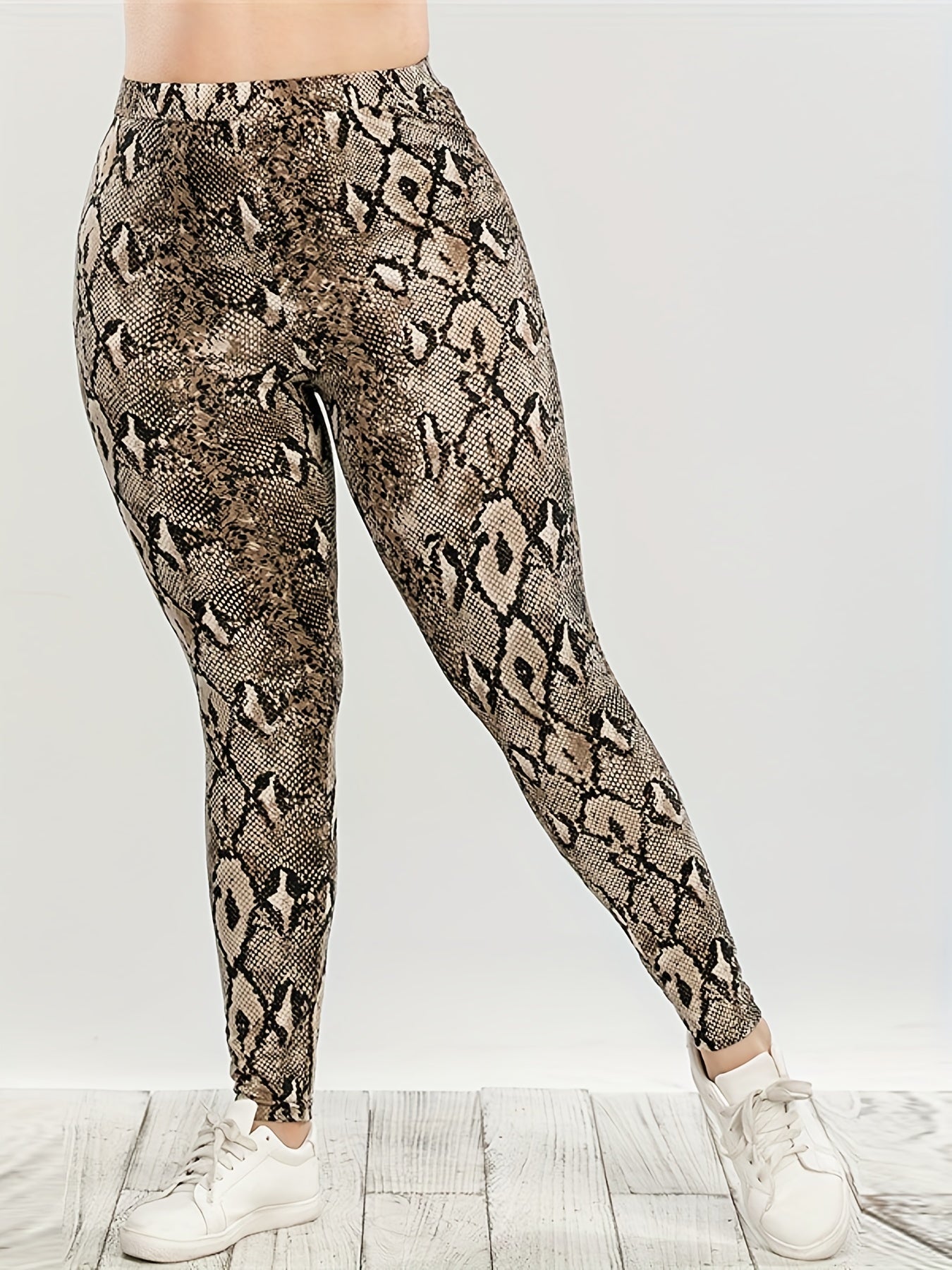 Snake Print High Waist Yoga Leggings for Women