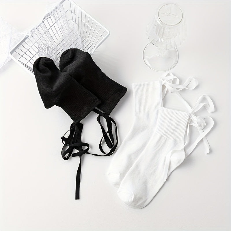 2 Pairs Comfy Solid All Match Women's Socks