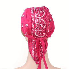 Durag Paisley Print Turban Lace Up Headscarf Hip Hop Headband Sports Hat