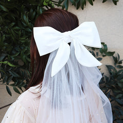 Short Wedding Bridal Veil Hair Bow Clip Bridal Bow Veil